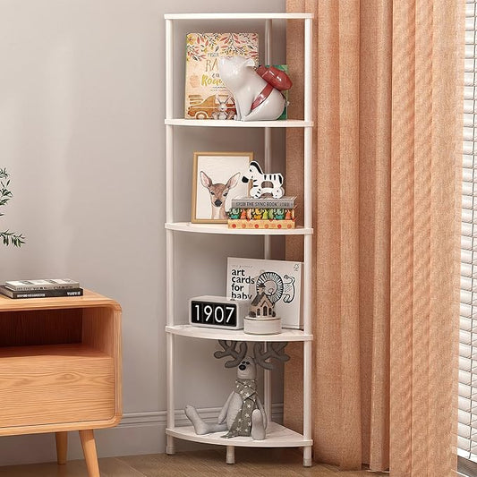 5 Tier Corner Shelf Stand, 44.1" Kitchen Shelf Organizer with Metal Frame, Small Corner Shelf for Bathroom Organization & Storage, Marble White Corner Shelf for Kitchen Decor Accessories