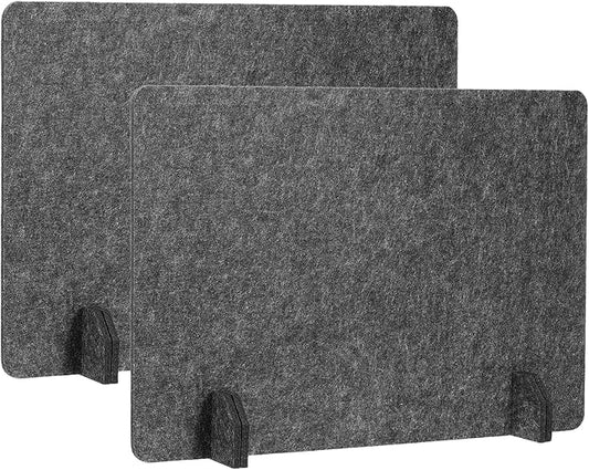 PATIKIL Desk Dividers 24" x 16", 2 Pack Desk Privacy Panel Freestanding Noise Reducing Partition Acoustic Panel with 4Pcs Support Feet for Testing Office Home Library, Dark Gray Style C