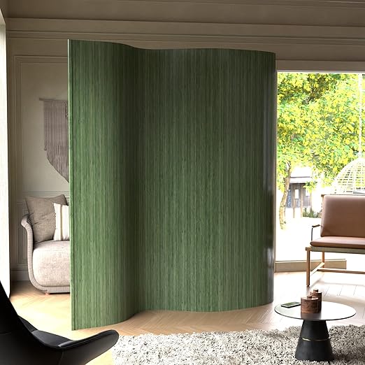 Red Lantern 7 ft. Tall Bamboo Wave Screen - Sage
