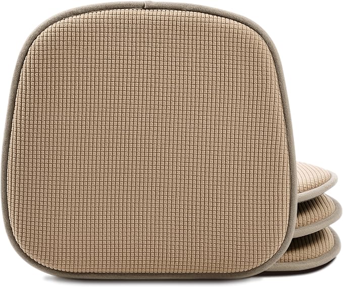Shinnwa Kitchen Seat Cushions Set of 4, Non Slip Dining Chair Cushions, U-Shaped Indoor Chair Pads, 4 Pack, 15 x 16 Inches, Brown