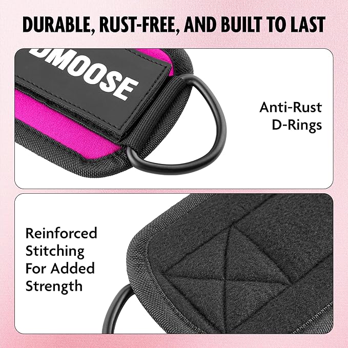 DMoose Fitness Ankle Strap for Cable Machine - One Size Fit with Premium Padding Cuffs, Ankle Bands for Working Out, Booty Workouts, Leg Extension, Hip Abductors, Kickbacks & Lower Body Exercises