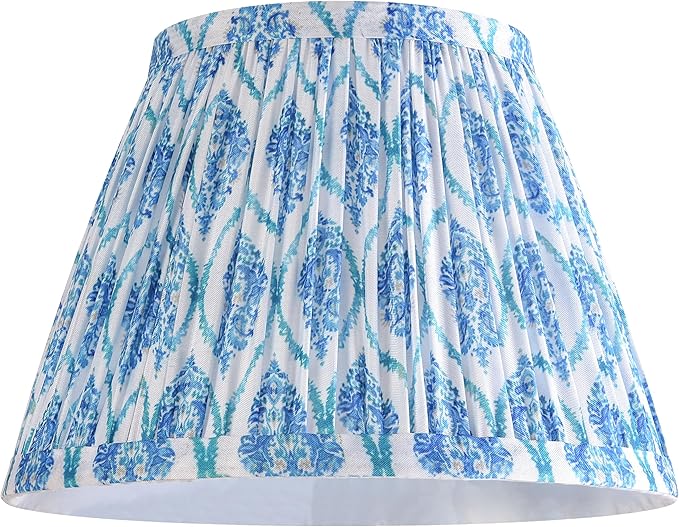 GO&SO Small Mini Lamp Shades Set of 2 Small Bell, 5"× 9"×6.4" (Spider) Pleated Multi Floral Lamp Shade for Table Lamps and NIghtstand Lamp,Art Deco Lampshade Replacement,Barrel Paoda Shade Blue