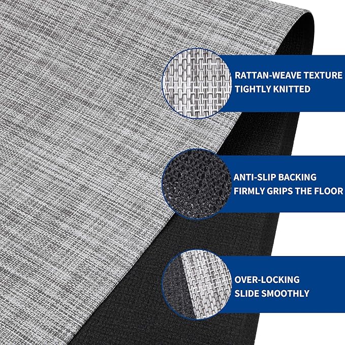 Office Chair Mat for Hardwood & Tile Floor, 30" x 48" Anti-Slip Desk Chair Mat, Easy Glide Floor Protector for Rolling Chairs, Floor Mat for Office Chair for Home Office (Light Grey)