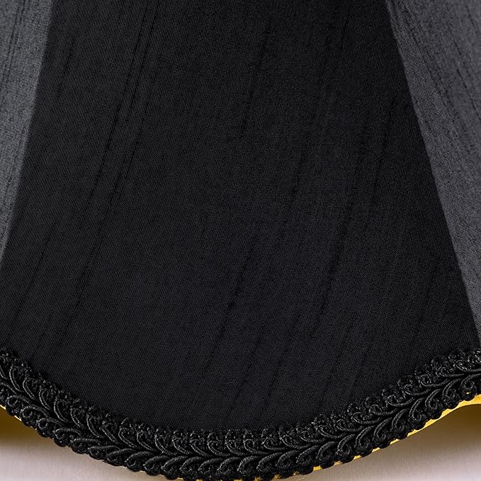 GOSO Small Black Lamp Shades, 4×8×6.4 IN Spider, Set of 2 MIni Scalloped Lampshades for Table Lamps & Wall Lampshade Replacement,Natural Faux Silk Boho Lamp Shade for Bedroom/Dining Room