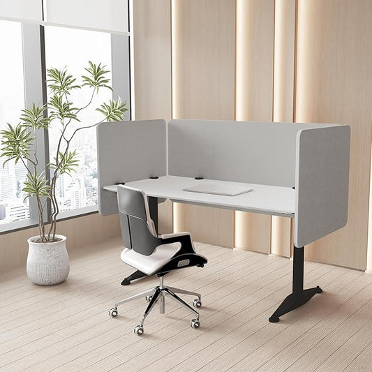 47.2 Inch Desk Divider Panels Set, Acoustic Divider Panel for Privacy, Fabric Wrapped Room Dividers for Office, Easy Assemble, Light Grey