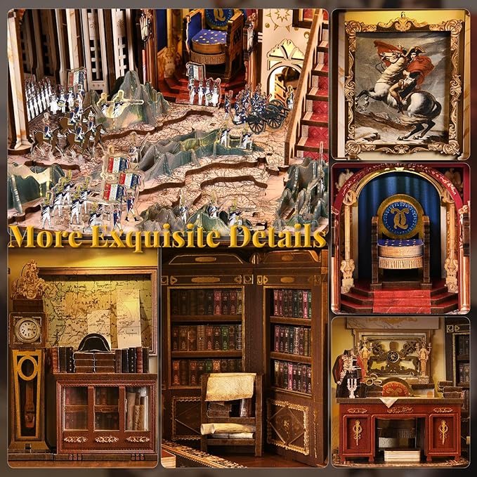 MiniCity Magic Booknook Building Set with LED Light, Mini Bookend Building Kit for Bookshelf & Home Decor, DIY Miniature Book Nook Building Model for Kids Adults Teens (Napoléon)
