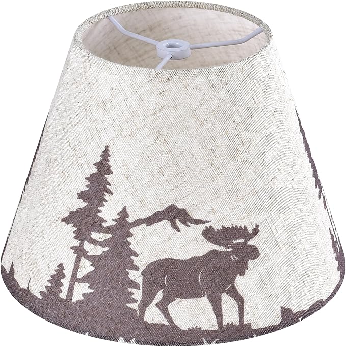 GO&SO Small Animal Lamp Shade Set of 1, 5"Top× 9" Bottom× 6.4" High (0.41" Spider) Bell Lampshades for Table Lamps and Wall Lamps, Vintage Bear&Deer Patterned Lamp Shade Replac for Bedroom,Living Room