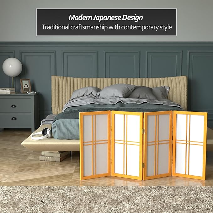 2 ft. Short Desktop Double Cross Shoji Screen - Honey - 4 Panels
