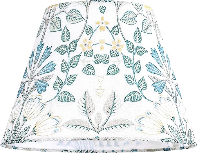 GO&SO 9" Lamp Shades Set of 2 Mini Small,Printed Floral Lampshades for Table Lamps,Wall Lamps, 5" Top × 9" Bottom × 6.4" High Spider Modern Art Deco Lampshade Replac (Clip Lamp Adapter Not Included)