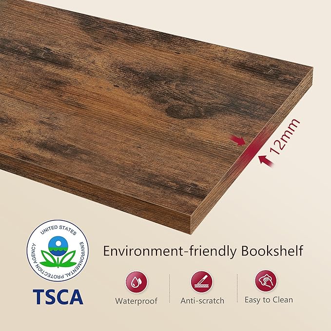 Tajsoon Tree Bookshelf 3 Tier Book Shelves Storage Organizer, Desktop Bookshelf Floor Standing Bookcase Display for Magazine/Books, Small Tree Bookshelf for Bedroom, Living Room Office, Rustic Brown