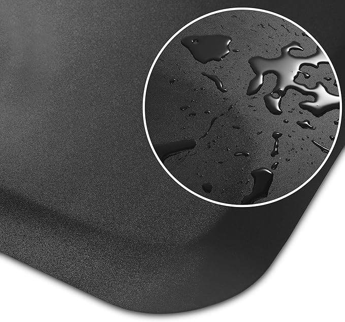 Saloniture 5 ft. x 4 ft. Salon & Barber Shop Chair Anti-Fatigue Mat - Black Hexagon - 1 in. Thick