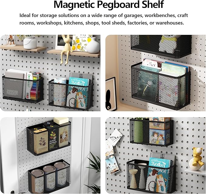 Buyyyit Magnetic Shelf Fridge Basket File Mail Holder Refrigerator Storage Rack Organizer Bins for Home Laundry Kitchen Office School Classroom (Extra Large)
