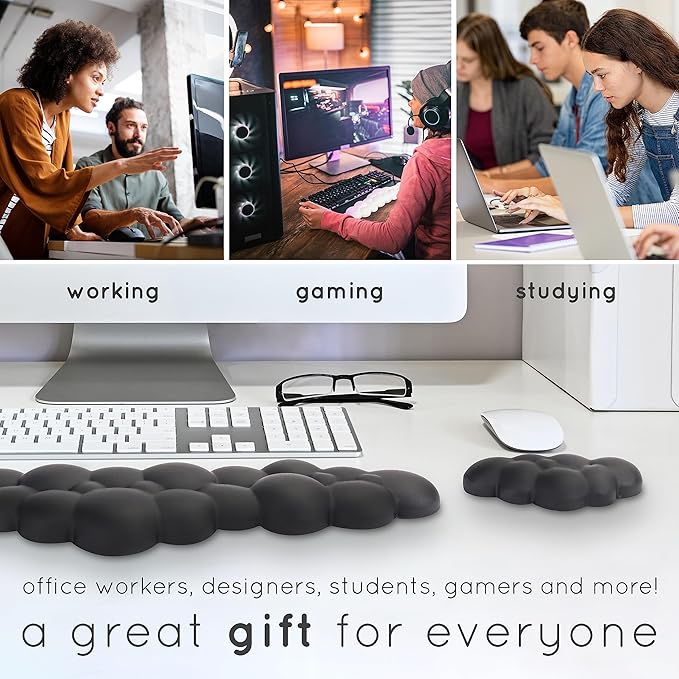 Green Cloud Keyboard Wrist Rest – Create-ables Qloud Green Wrist Rest for Computer Keyboard and Mouse, Ergonomic Memory Foam Wrist Pad with Non-Slip Base, Includes Cloud Mouse Pad