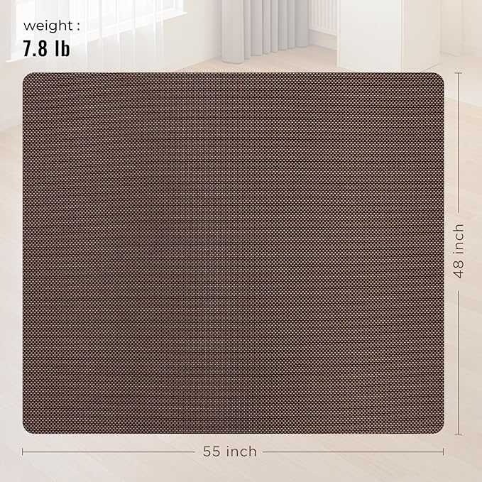 Office Chair Mat for Hard Floors,48"x55" Anti-Slip Waterproof Hardwood Floor Chair Mat,Heavy Duty Floor Protector Rolling Chairs for Home Office(Coffee)
