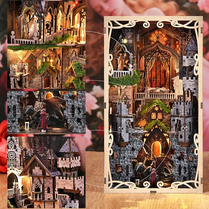 MiniCity Book Nook Kit, DIY Scene Miniature House Kit Tiny House Mini Booknook Craft Bookshelf Decor, 3D Puzzles for Adults, Scale Model Building for Book Lovers (Sleeping Beauty)