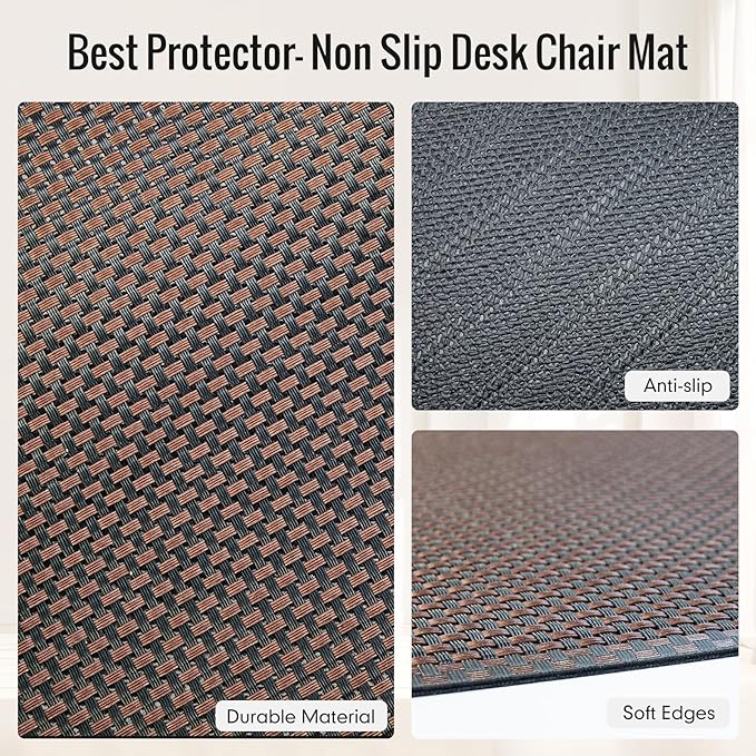Office Chair Mat for Hard Floors,48"x60" Anti-Slip Waterproof Hardwood Floor Chair Mat,Heavy Duty Floor Protector Rolling Chairs for Home Office(Coffee)