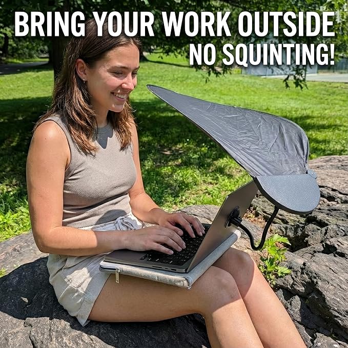 Livvie Cubicle Shade & Laptop Sun Shade for Working Outside — Adjustable Desk Shade Blocks Overhead Fluorescent Light & Window Glare — Foldable Cubicle Light Blocker for Light-Sensitive Workers