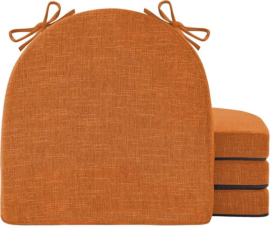 IPYNBAP Chair Cushions for Dining Chairs, Kitchen Chair Cushions, 16'' x 16'' x 2'', Non Slip Indoor Seat Cushions, Chair Pads for Dining Chairs with Ties & Removable Cover, Set of 4, Rust