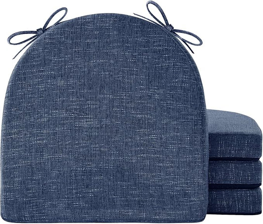 IPYNBAP Chair Cushions for Dining Chairs, Kitchen Chair Cushions, 16'' x 16'' x 2'', Non Slip Indoor Seat Cushions, Chair Pads for Dining Chairs with Ties & Removable Cover, Set of 4, Navy