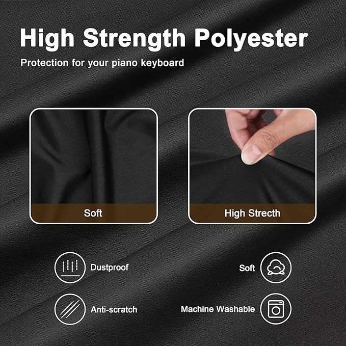 Explore Land Stretchy 88 Keys Piano Keyboard Dust Cover with Music Stand Opening for Digital Electronic Piano (88key, Black)