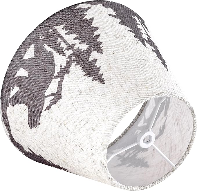 GO&SO Small Animal Lamp Shade Set of 1, 5"Top× 9" Bottom× 6.4" High (0.41" Spider) Bell Lampshades for Table Lamps and Wall Lamps, Vintage Bear&Deer Patterned Lamp Shade Replac for Bedroom,Living Room