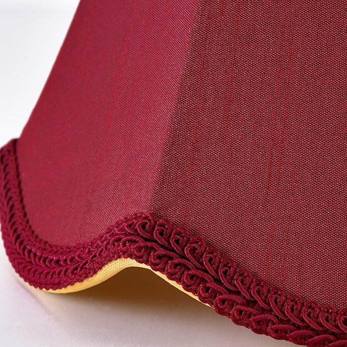 GOSO 8" Scalloped Lamp Shades Set of 2 Small Mini, 4"×8" ×6.4" Spider Burgudy Red Victorian Lampshade for Table Lamps,Wall Lamp Bell Lamp Shade Repalcement, Faux Silk Lampshades Art Deco & Modern