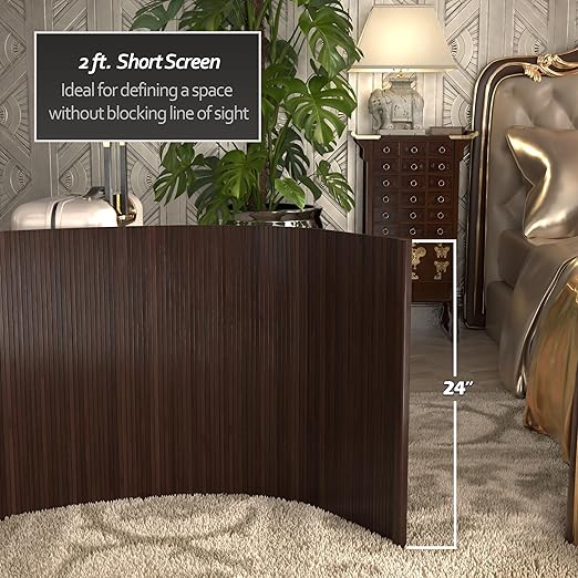 Red Lantern 2 ft. Short Bamboo Wave Screen - Dark Mocha