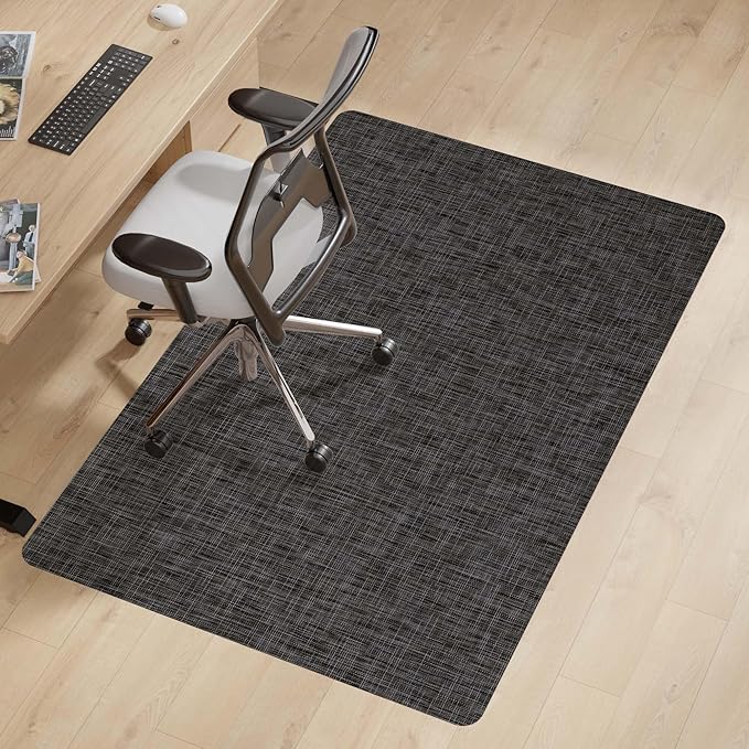 Office Chair Mat for Hardwood & Tile Floor, 46" x 72" Anti-Slip Desk Chair Mat, Easy Glide Floor Protector for Rolling Chairs, Floor Mat for Office Chair for Home Office (Black)