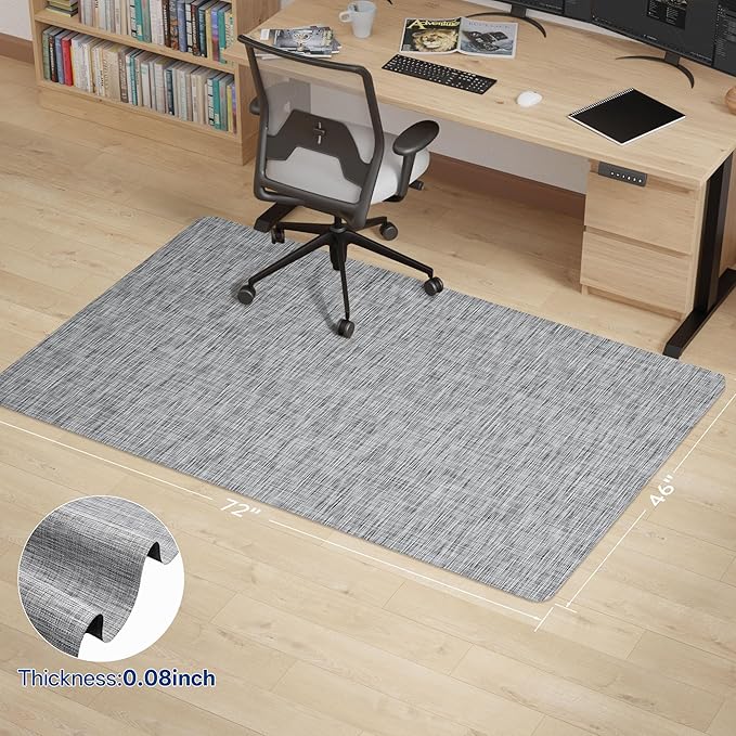 Office Chair Mat for Hardwood & Tile Floor, 46" x 72" Anti-Slip Desk Chair Mat, Easy Glide Floor Protector for Rolling Chairs, Floor Mat for Office Chair for Home Office (Light Grey)