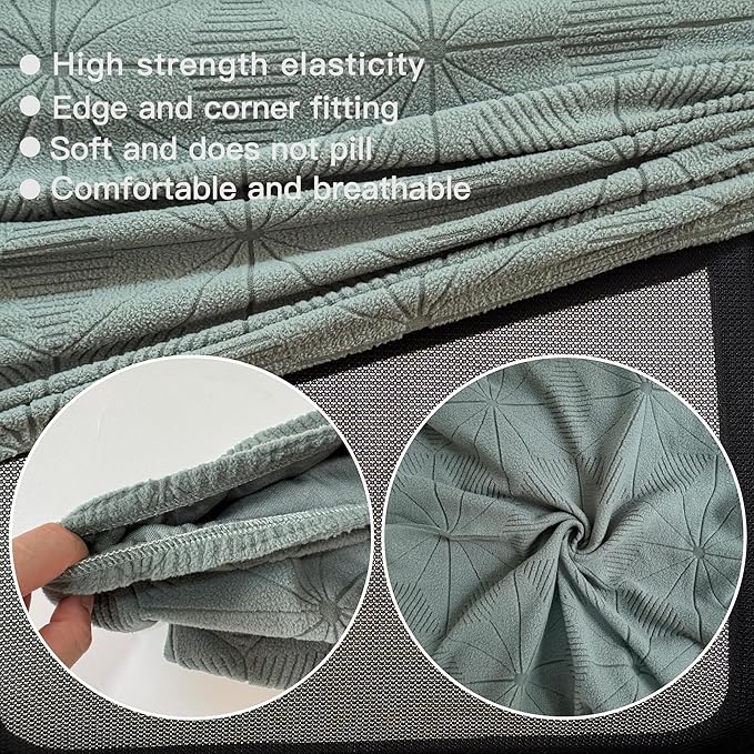 High elasticity anti slip office chair cover, split design for easy installation,universal desk chair case wear-resistant and scratch resistant (Pine and cypress green,Chair seat Cover + Back Cover))