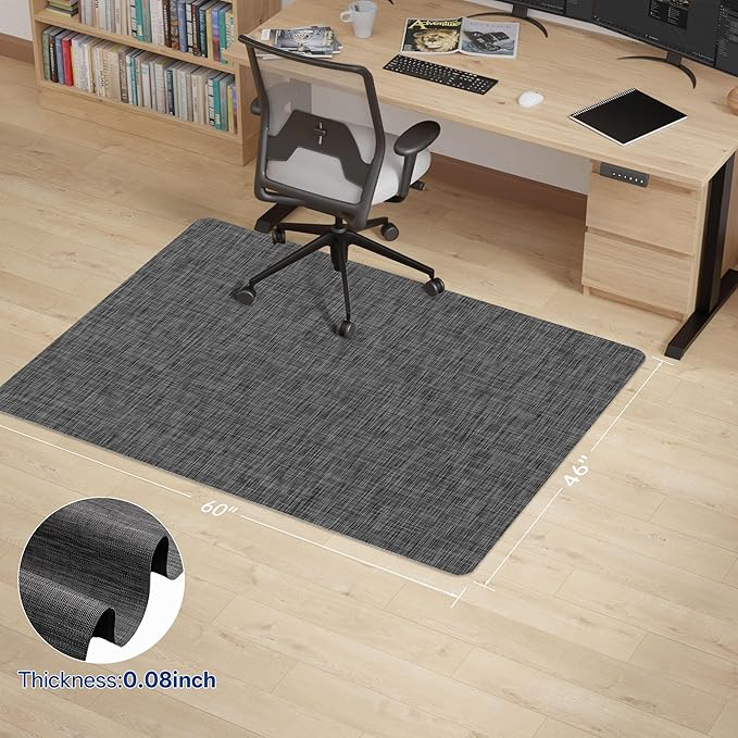 Office Chair Mat for Hardwood & Tile Floor, 46" x 60"Anti-Slip Desk Chair Mat, Easy Glide Floor Protector for Rolling Chairs, Floor Mat for Office Chair for Home Office (Dark Gery)