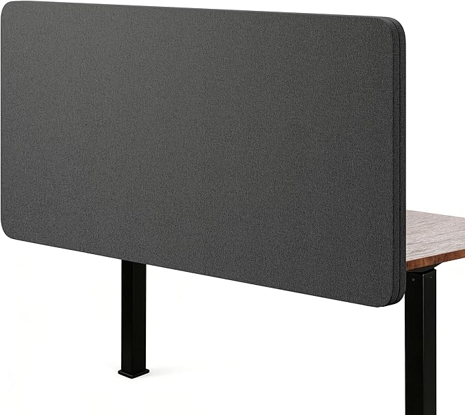 Desk Privacy Panel 24 x 60 Inch,Sound Absorbing & Proof Desk Divider for Office, Clamp-on/Screw-on Acoustic Desk Back Panel Partition, Dark Gray
