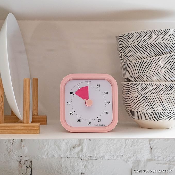 TIME TIMER MOD – 60-Minute Visual Timer, Homeschool Supplies Study Tool, Timer for Office and Meetings with Silent Operation (Peony Pink)