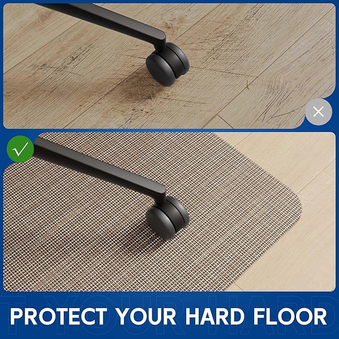 Office Chair Mat for Hardwood & Tile Floor, 46" x 60"Anti-Slip Desk Chair Mat, Easy Glide Floor Protector for Rolling Chairs, Floor Mat for Office Chair for Home Office (Dark Brown)