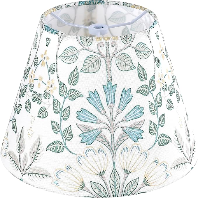 GO&SO Small Bell Lampshade Multi-Floral-5"Top× 9" Bottom× 6.4" High (Clip-on/Spider) Drum Lamp Shade for Table Lamps & Wall Lamps Modern Printed Lampshade Replacemnt,Barrel & Scallop Shade -1 Pack