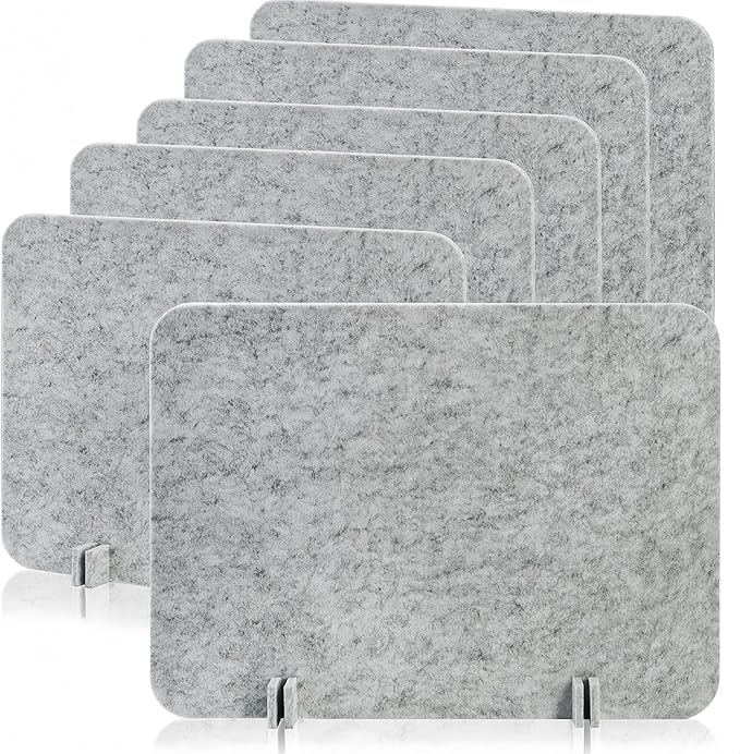 Eorbow 6 Pack Acoustic Desk Privacy Panel, 24" x 16" Freestanding Desk Dividers, Noise Reducing Table Partition with Support Feet, Stand Up Sound Proof Pad for Office Classroom Home