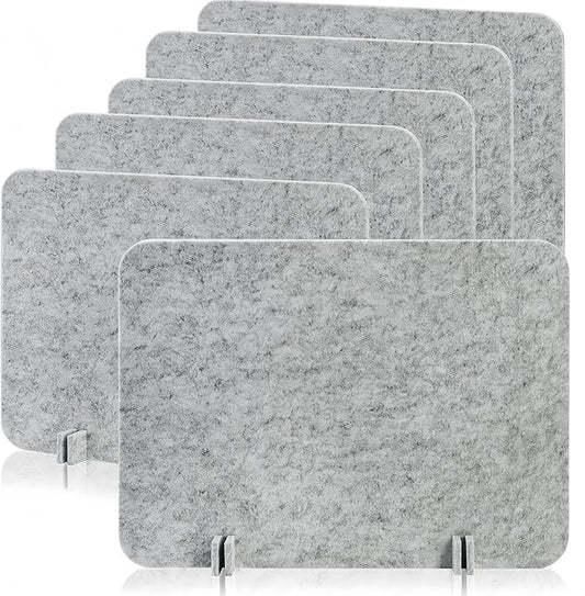Eorbow 6 Pack Acoustic Desk Privacy Panel, 24" x 16" Freestanding Desk Dividers, Noise Reducing Table Partition with Support Feet, Stand Up Sound Proof Pad for Office Classroom Home