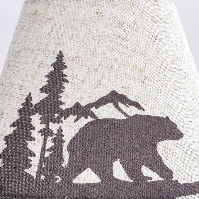 Small Animal Lamp Shades Set of 2 Bell-5"Top× 9" Bottom× 6.4" High (Clip-on/Spider Adapter) Bear Lampshades for Table Lamps, Bedside Lamps Replacemnt, Vintage Patterned Lamp Shade for Bedroom GO&SO