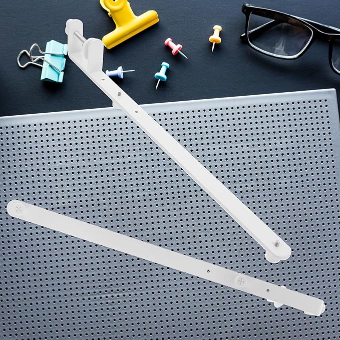 BESPORTBLE Adjustable Over The Table Rod Stand for Pegboards, Folding & Height Adjustable Desk Mount for Shelves and Workbenches, 2pcs White Organizer Holder