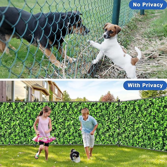 UPGRADE 3'x16'Customized PVC Privacy Fence Screen with Green Leaves Print – Outdoor Waterproof Patio Privacy Cover for Yard, Balcony, Garden Fence Decoration
