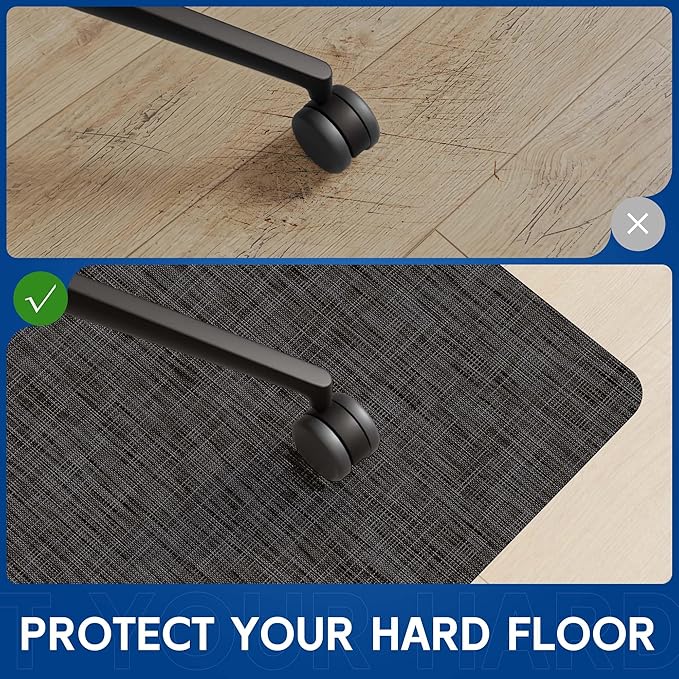 Office Chair Mat for Hardwood & Tile Floor, 36" x 48" Anti-Slip Desk Chair Mat, Easy Glide Floor Protector for Rolling Chairs, Floor Mat for Office Chair for Home Office (Black)