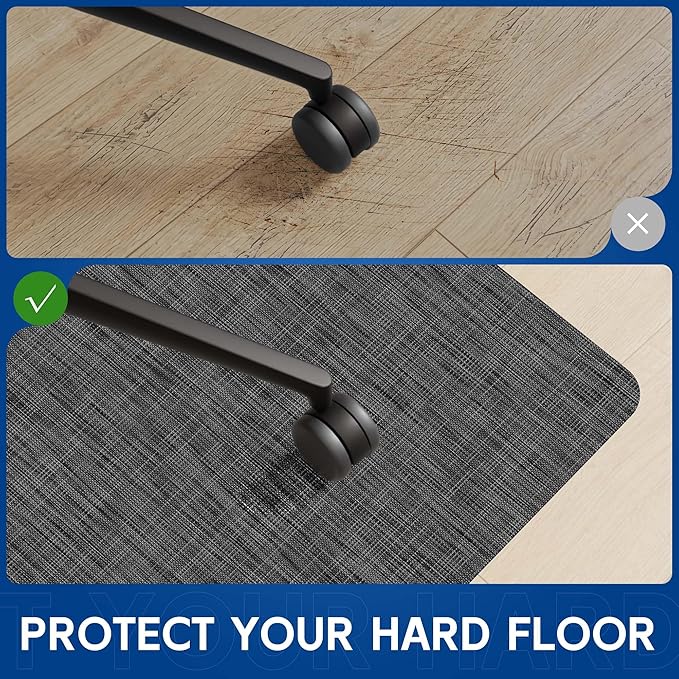 Office Chair Mat for Hardwood & Tile Floor, 45" x 53"Anti-Slip Desk Chair Mat, Easy Glide Floor Protector for Rolling Chairs, Floor Mat for Office Chair for Home Office (Dark Gery)