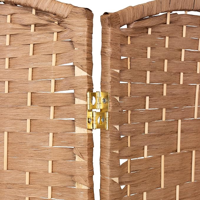 Red Lantern 2 ft. Short Diamond Weave Fiber Folding Screen - Natural - 6 Panel