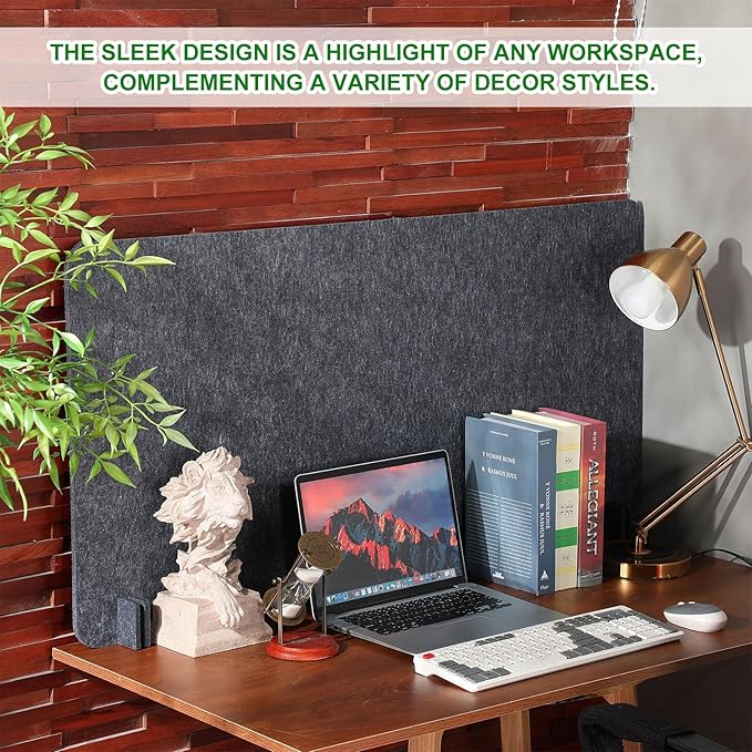 DoubleFill 2 Pack Acoustic Desk Divider Partition 23.6 x 47.2" Stand up Freestanding Privacy Panel Noise Visual Distractions Reducing Table Divider for Student Reception Area Office (Deep Gray)