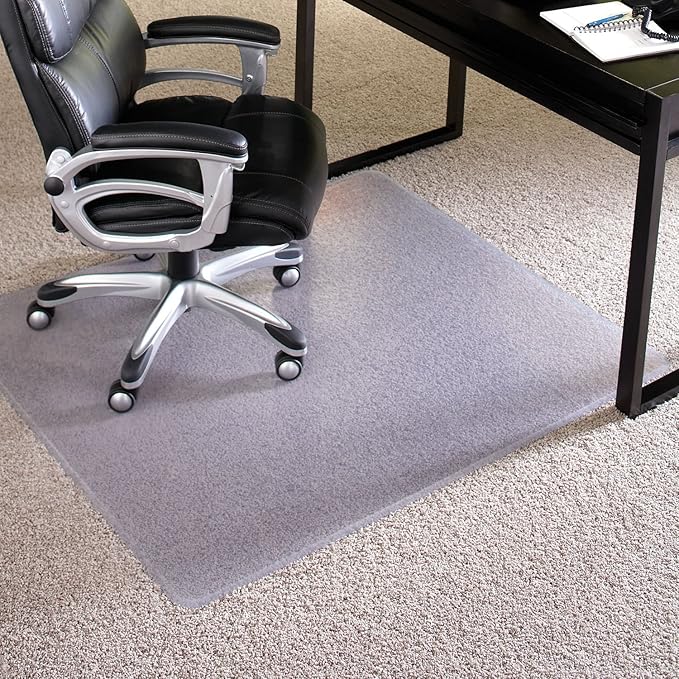Chair Mat for Carpet- Medium Pile, 48"x 72" Rectangle, Clear Vinyl Beveled Edge