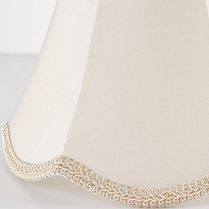 GOSO 4"×8" × 6.4" Spider Small Scalloped Lamp Shades Cream Modern, Replacement Lampshades for Table Lamps/Wall Lamp & Chandelier, Natural Faux Silk Shade for Bedroom/Dining Room (2 Pack)
