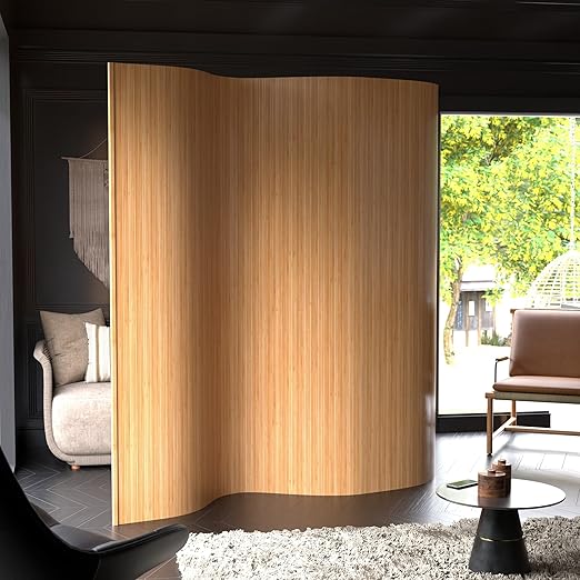 Red Lantern 7 ft. Tall Bamboo Wave Screen - Honey