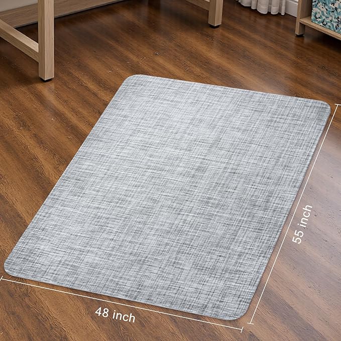 Sycoodeal Office Chair Mat for Hardwood & Tile Floor, 48" x 55" Heavy Duty Computer Gaming Chair Mat for Rolling Chairs Non-Curve, Anti-Slip, Floor Protector for Home Office (Grey)