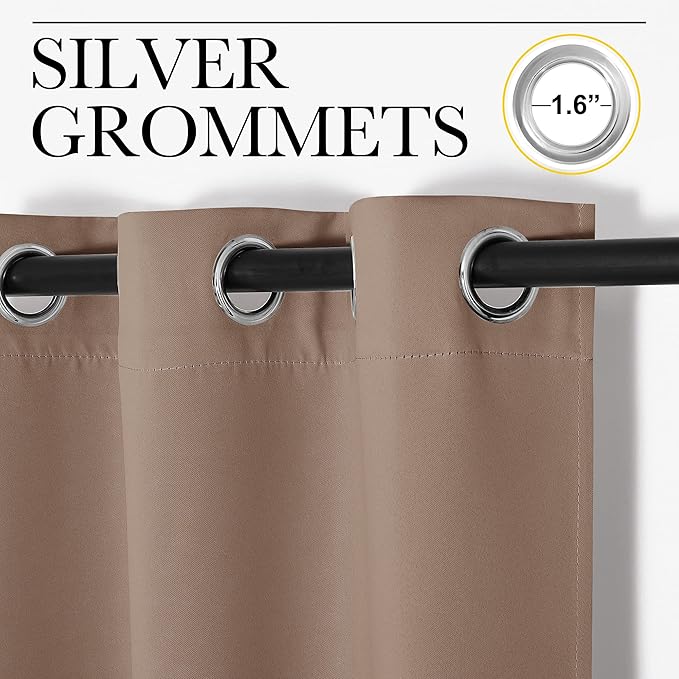 NICETOWN Sound Reducing Room Divider Curtain Screen Partition, Function Thermal Blackout Patio Door Curtain Panel, Sliding Door Insulated Curtain, Cappuccino, 5ft Wide x 11ft Long