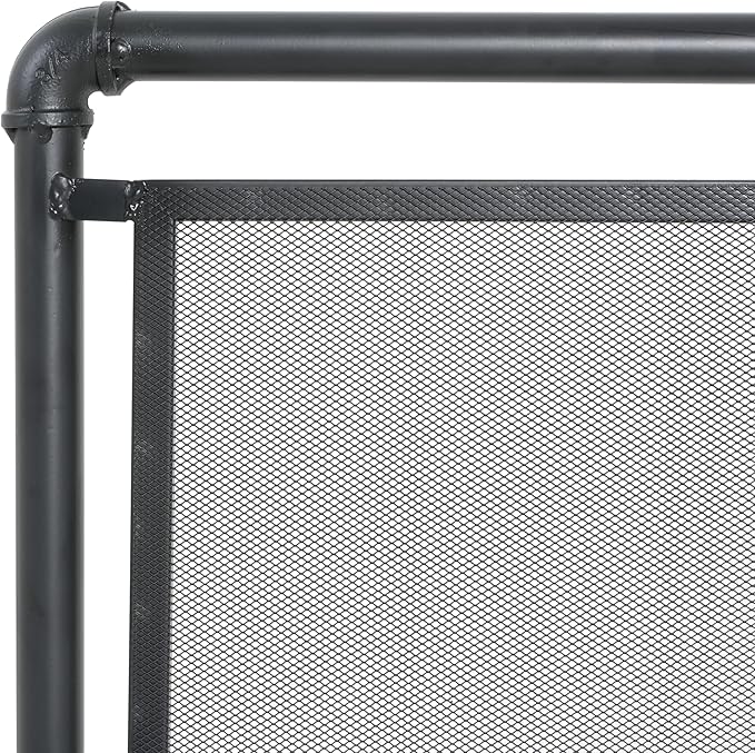 Christopher Knight Home Suho 1-Panel Iron Fireplace Screen, Durable Rectangular Fire Spark Guard with Wrought Metal Decorative Mesh, Heavy Duty with Water Pipe Design, 36" x 29", Black
